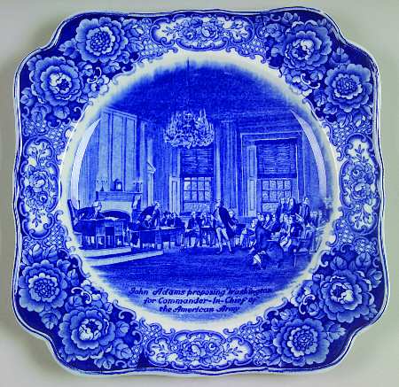 George Washington Memorial Blue Square Luncheon Plate