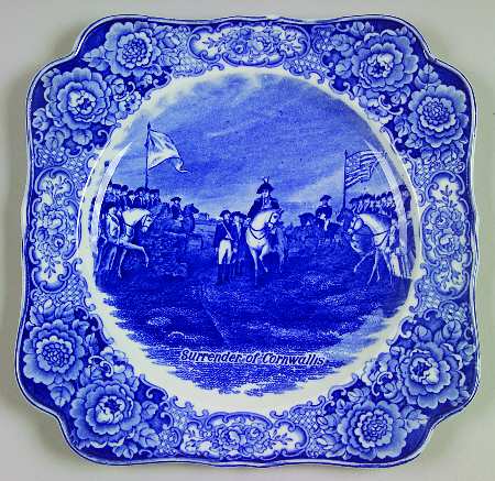 George Washington Memorial Blue Square Luncheon Plate