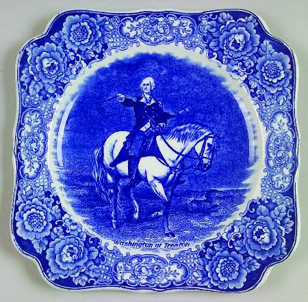George Washington Memorial Blue Square Luncheon Plate