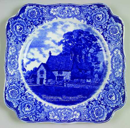 George Washington Memorial Blue Square Luncheon Plate