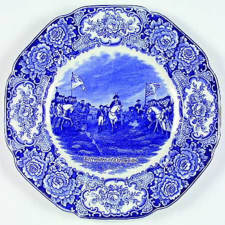 George Washington Memorial Blue Dinner Plate