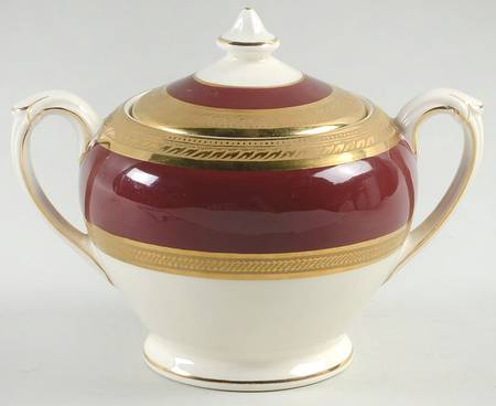 Oxford Burgundy Sugar Bowl & Lid