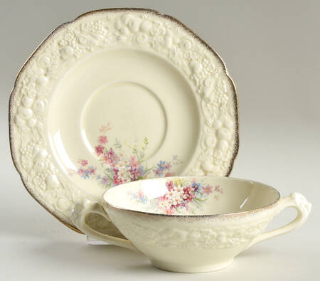 Picardy Flat Cream Soup Bowl & Saucer Set