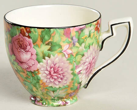 Pink Chintz (Black Trim) Demitasse Cup