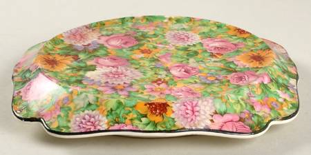 Pink Chintz (Black Trim) Tea Tile