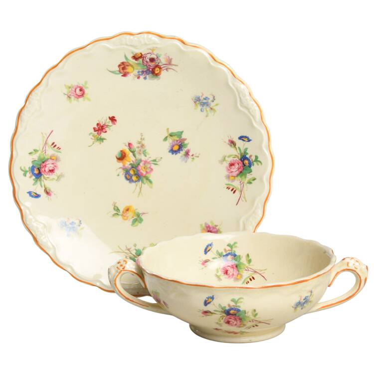 Pinafore Footed Cream Soup Bowl & Saucer Set