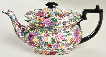 Purple Chintz Teapot & Lid