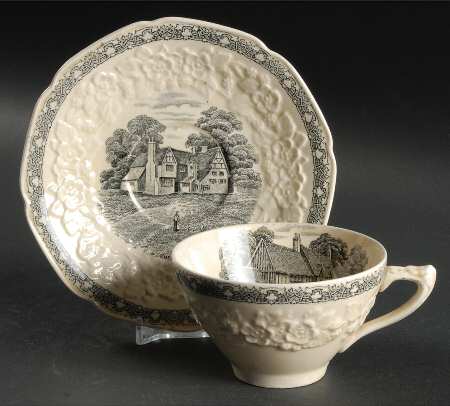 Rural England Flat Cup & Saucer Set