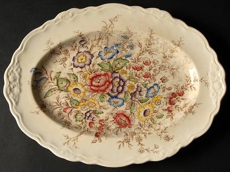 Wilmslow Brown Multicolor 12" Oval Serving Platter