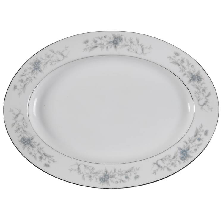 Blue Spray 12" Oval Serving Platter