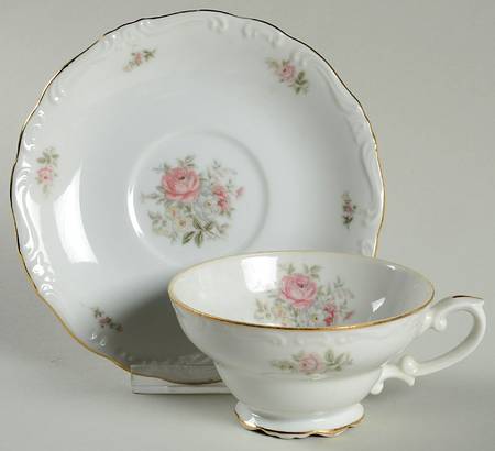 Georgian Rose Footed Cup & Saucer Set