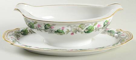 Fairy Blossom Gravy Boat with Attached Underplate