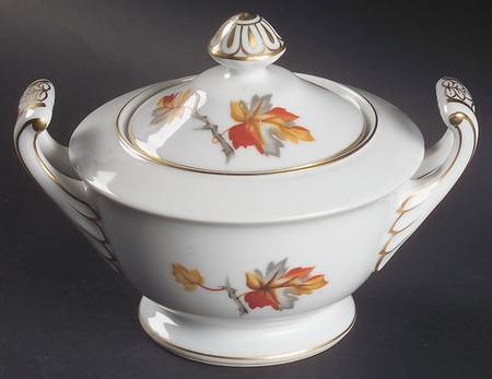 Golden Autumn Sugar Bowl & Lid