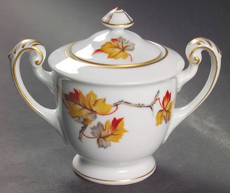 Golden Autumn Sugar Bowl & Lid