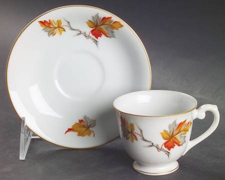 Golden Autumn Footed Demitasse Cup & Saucer Set