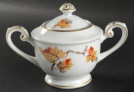 Golden Autumn Sugar Bowl & Lid