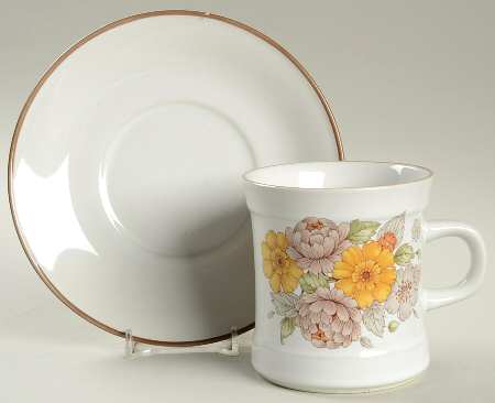 Autumn Bouquet Flat Cup & Saucer Set