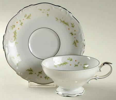 Bridal Wreath Footed Cup & Saucer Set by Crown Jewel