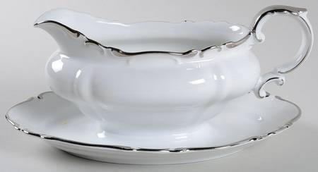 Elegance (Scroll Rim) Gravy Boat with Attached Underplate