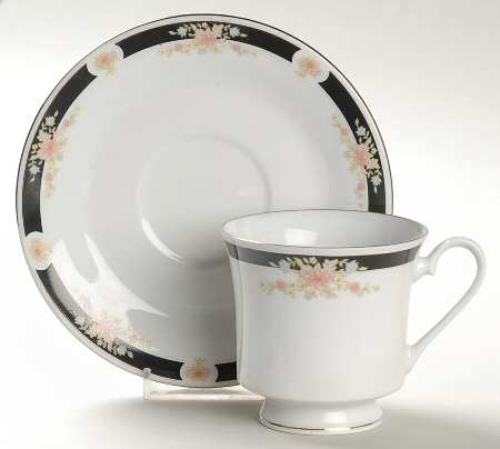 Adriana (Platinum Trim) Footed Cup & Saucer Set