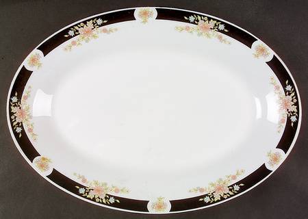 Adriana (Gold Trim) 14" Oval Serving Platter