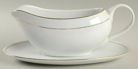 Classic Gold Gravy Boat with Attached Underplate