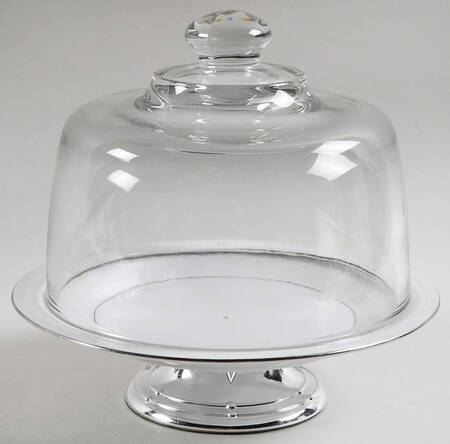 Crochet 6 1/2"-7 1/2" Footed Cheese Plate w/ Glass Dome HC