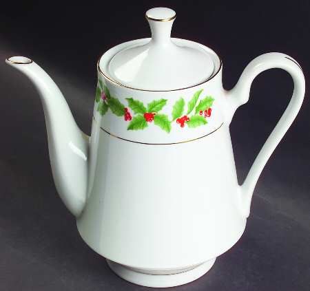 Holly Coffee Pot & Lid
