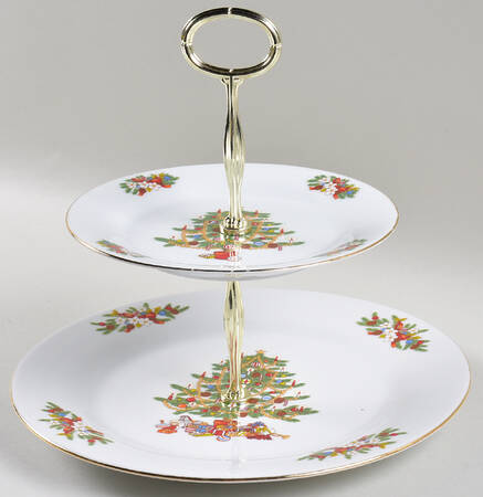 Mistletoe 6 5/8"-10"  2 Tiered Serving Tray (Dp, Sp) HC