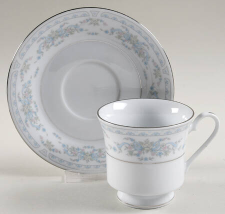 Rose Point Footed Cup & Saucer Set
