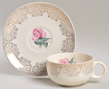 Delmar Rose Flat Cup & Saucer Set