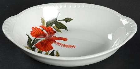 Hibiscus 10" Oval Vegetable Bowl