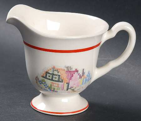 Petit Point House (Red Trim & Verge) Creamer