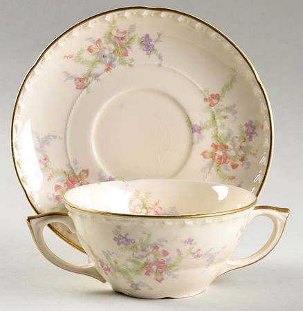 Spring Blossom Flat Cream Soup Bowl & Saucer Set