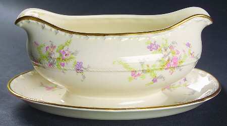 Spring Blossom Gravy Boat with Attached Underplate