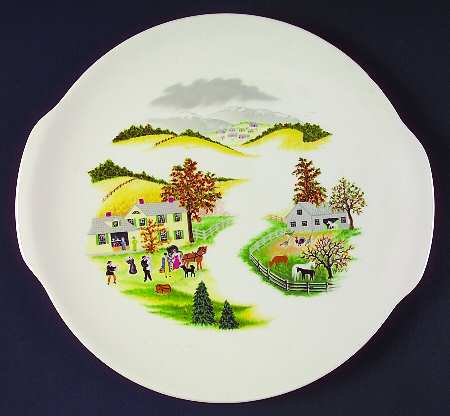 Grandma Moses Handled Cake Plate