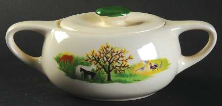 Grandma Moses Sugar Bowl & Lid