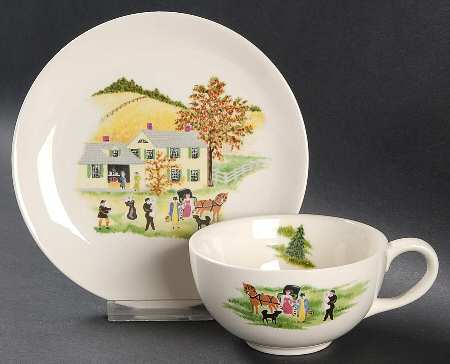 Grandma Moses Flat Cup & Saucer Set