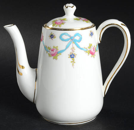 Blue Bow Individual Coffee Pot & Lid