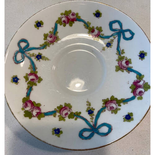 Blue Bow Saucer for Footed Cup