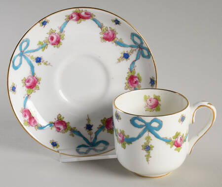 Blue Bow Footed Demitasse Cup & Saucer Set