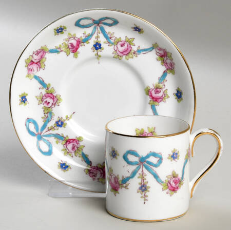 Blue Bow Flat Cup & Saucer Set