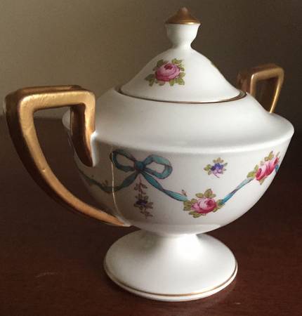 Blue Bow Sugar Bowl & Lid