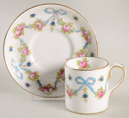 Blue Bow Flat Demitasse Cup & Saucer Set