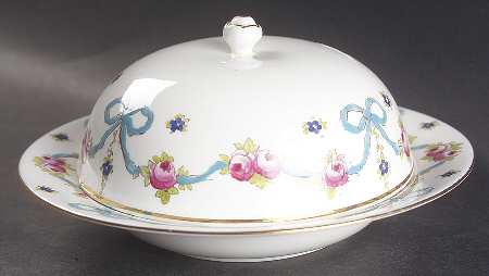 Blue Bow Round Covered Butter