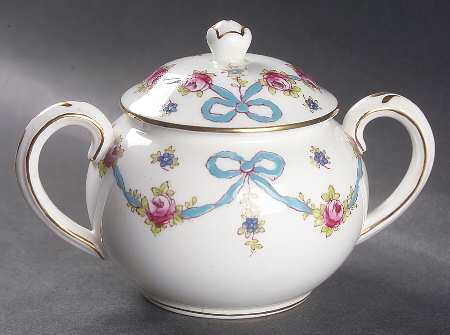 Blue Bow Sugar Bowl & Lid