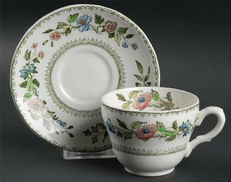 Davenport Green Multicolor Flat Cup & Saucer Set