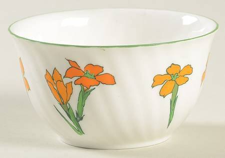 Devon (Scalloped, Green Trim) Mini Open Sugar Bowl