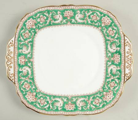 Ellesmere Green Handled Cake/Pastry Plate by Crown Staffordshire