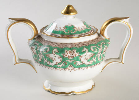 Ellesmere Green Sugar Bowl & Lid by Crown Staffordshire